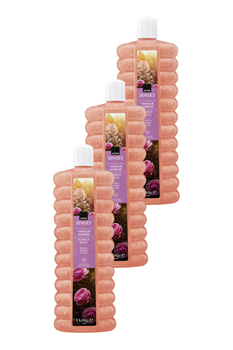 Avon L'Amour Sunrise Gül ve Kehribar Kokulu Banyo Köpüğü 1 Lt. Üçlü Set