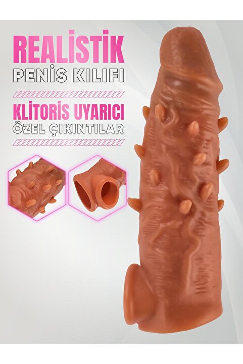 Lolita Shop Testis Tutacaklı 3,5 Cm Uzatmalı Gerçekçi Penis Dokusunda Ultra Yumuşak Realistik Penis Kılıfı