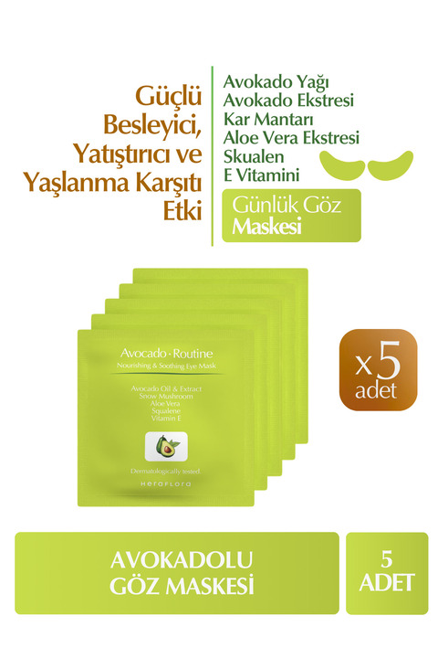 Heraflora Avokado Routine Göz Maskesi 5'li | Yoğun Nemlendirici, Besleyici & Hassas Ciltlere Uygun