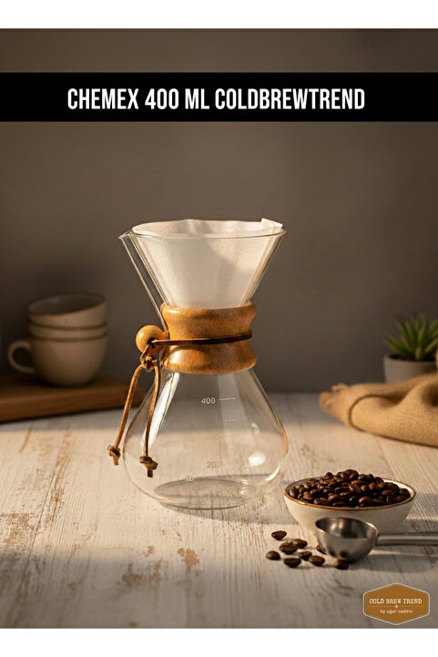 Genel Markalar Chemex 400 ml - Cam Kahve Demleme Sürahisi - Ahşap Detaylı 3 Cup (400 ml)