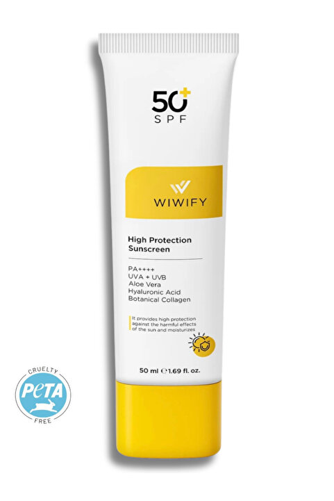 WIWIFY Leke Karşıtı, Yüksek Korumalı Güneş Kremi Spf 50+ Pa++++ (ALOE VERA ÖZLÜ) 50ml
