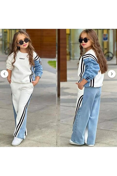 aynuraa Perfect 2 ip Sardonsuz denim şeritli eşofman takımı
