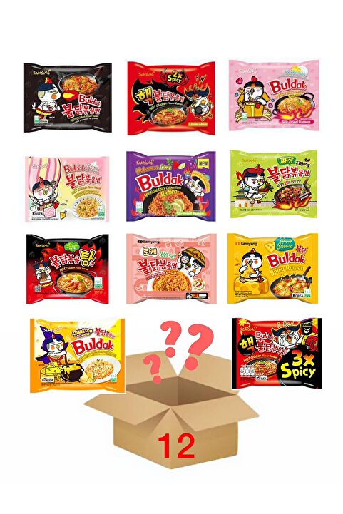 samyang Buldak Ramen 12 Flavor Combo /ramen/hot/hazir Noodle Kore Orijinal Helal 12adet/ 5 Çift Desen Hediye