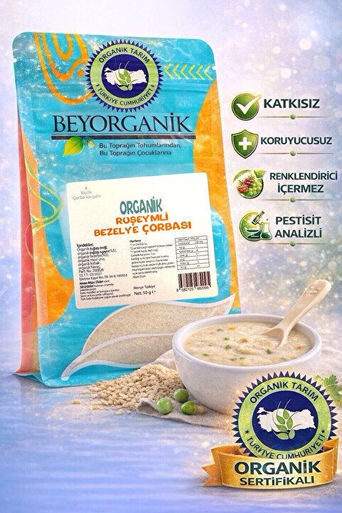 BEYORGANİK Organik Ruşeymli Bezelye Çorbası 50gr (PESTİSİT VE AFLATOKSİN ANALİZLİ)