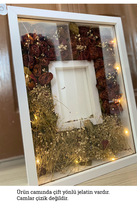 Verda Çerçeve 30x40 Cm Ledli Beyaz Fotoğraf Bölümlü Tasarım Gül Kutusu Anı Çerçevesi! Isimsiz