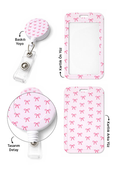 StormiStoretr Pembe Mini Fiyonk Çekmeli Kart Tutucu Koruyucu Yoyo Dikey Kartlık