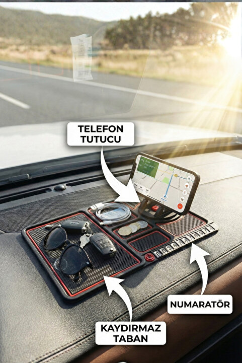 Genel Markalar N10 Store Araç Içi Torpido Kaydırmaz Ped Telefon Tutucu Numaratör Organizer Torpido Organizer