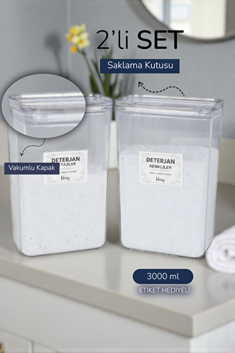Karçiçeği Home 2'li Ölçek Hediyeli Etiketli Deterjan Renkliler Beyazlar Kavanozu / Kutusu Seti X 2 Ad