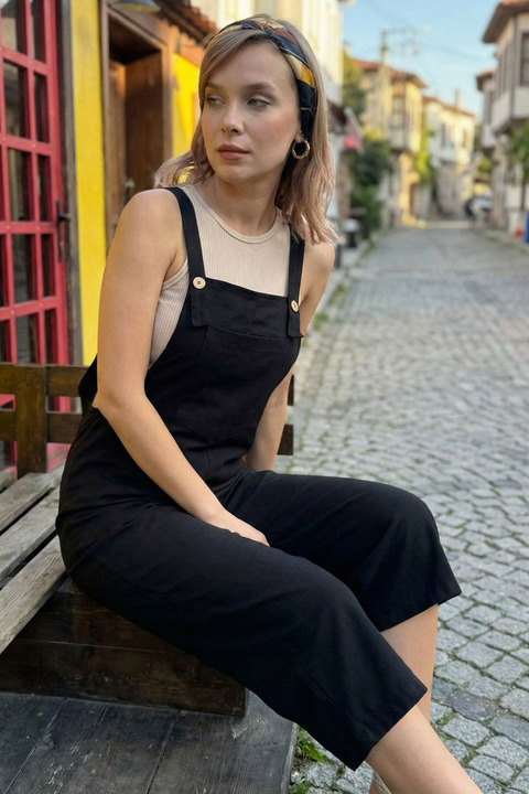 armonika Kadın Siyah Bahçivan Tulum ARM-20K001117