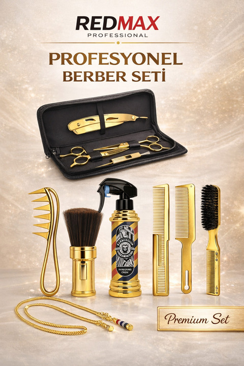 Redmax Professional Redmax Gold Profesyonel Berber Seti – Tam Kuaför Ekipman Seti