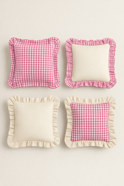 Mirilliahome 4’lü Pötikare Keten Kırlent Kılıfı Seti – 43x43 cm Dekoratif Yastık Kılıfı