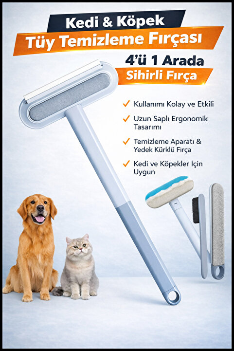 Manosta Kedi & Köpek Tüy Temizleme Fırçası – 4'ü 1 Arada Sihirli Fırça