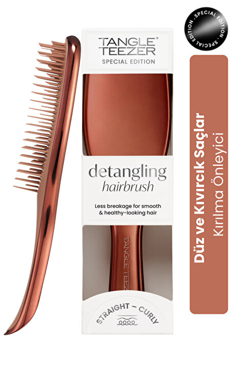Tangle Teezer Ultimate Detangler Chrome Choc Bronze Islak & Kuru Düz ve Kıvırcık Saçlar için Saç Fırçası-Tarak