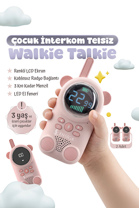 EN SİGA Çocuklar İçin Dijital Ekranlı Walkie Talkie Telsiz Seti – 3 Km Menzil, Sevimli Tasarım