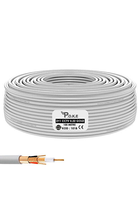 Ahd 100 Metre Güvenlik Kamera Kablosu 2+1 0.22 Cctv Kablo