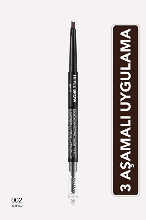 Flormar Triple Brow 3'ü 1 Arada Kremsi Dokulu Kaş Makyaj Kalemi - 002 Auburn
