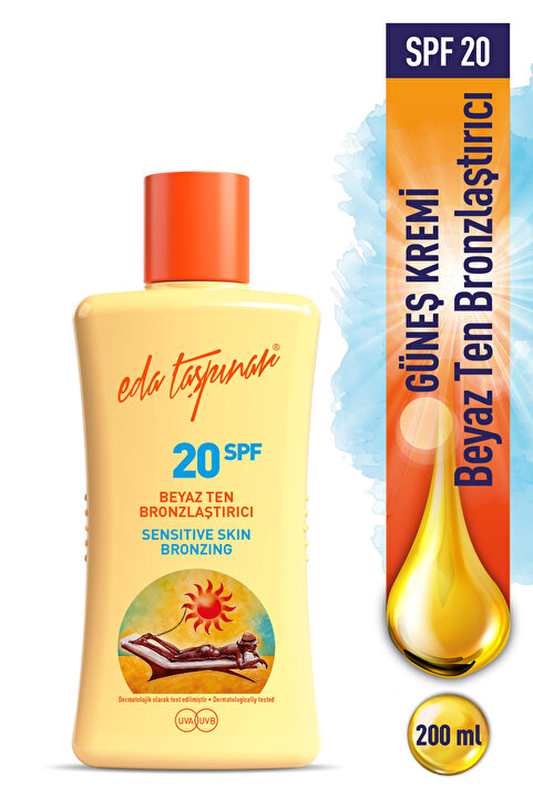 Eda Taşpınar Beyaz Ten Bronzlaştırıcı SPF 20 – Açık Tenler İçin Koruma & Doğal Bronzluk 200 ml