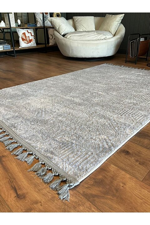 SARAZ HALI Puffy Kabartma Desenli Yıkanabilir Kaymaz Taban Salon Halısı Mutfak Koridor Halısı S52