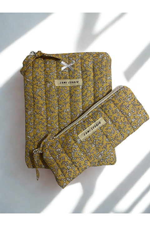 lumi Studio Sarı Çiçekli Kitap Kılıfı, Organizer, Ajanda, Defter Kılıfı- Kalemlik