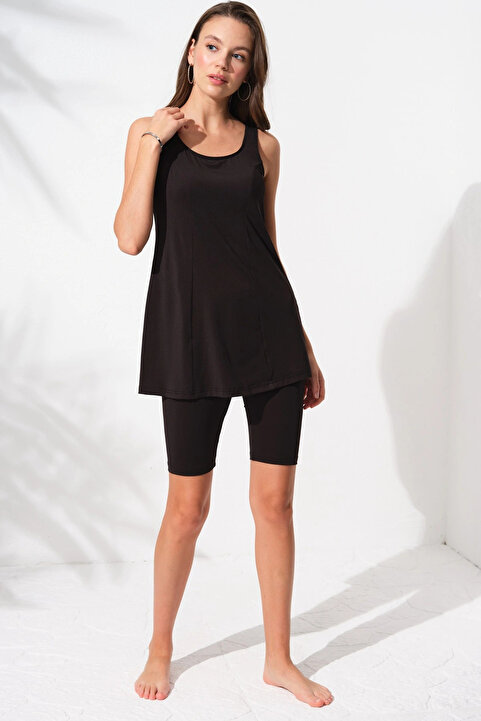Pierre Cardin 231930 Siyah Askılı Tesettür Tankini Takımı