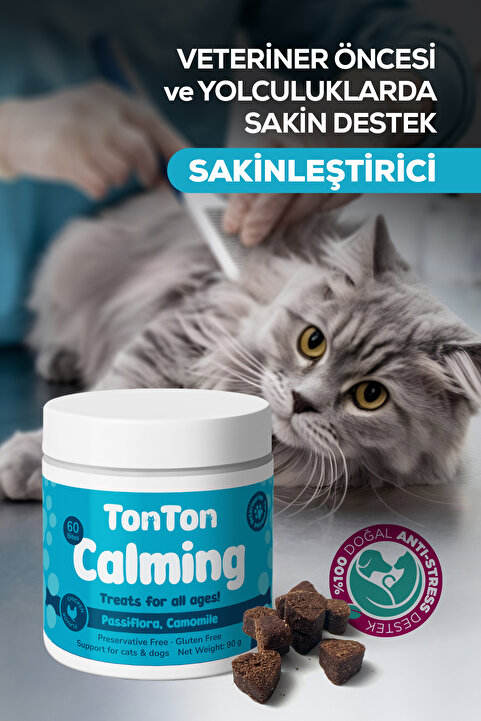 Tonton Kedi Köpek Sakinleştirici Çiğnenebilir Tablet 60’lı – Anti Stres Calming Destek