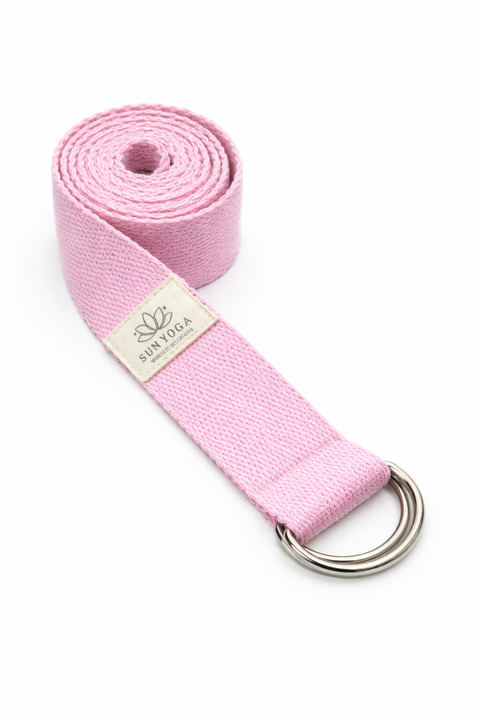 SUNYOGA Doğal Organik pamuk Yoga Pilates kemeri Pembe renk 200 cm 5 cm en Yoga kemeri