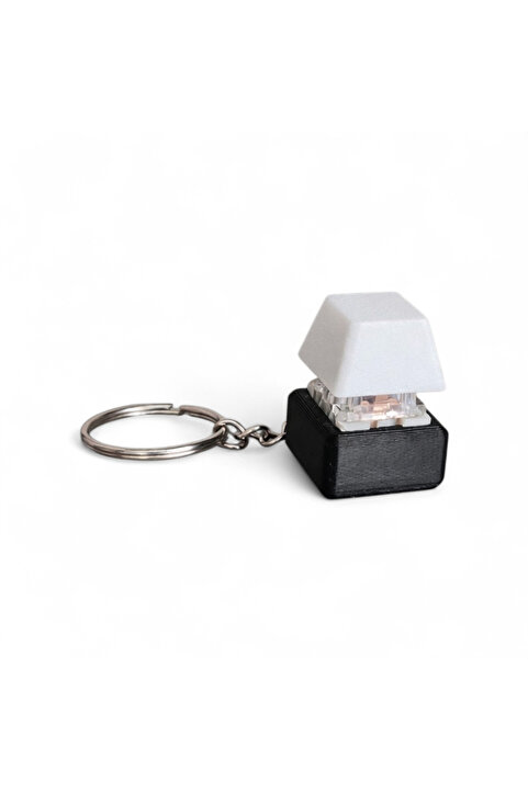 Rekey Keycap Tuş Anahtarlık - Blue Switch Anahtarlık - Stres Atıcı - Tuş Basma Hisli - Siyah Beyaz