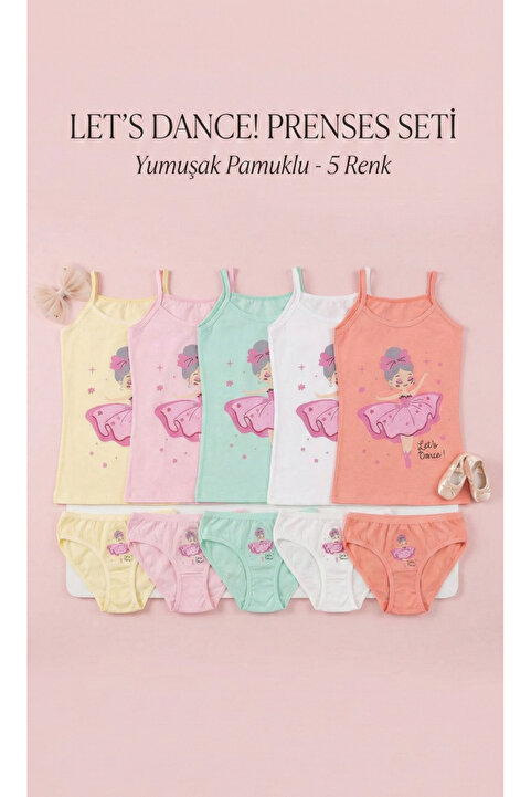 Şenay KIZ ÇOCUK BASKILI ATLET KÜLOT TAKIM 5 li EKONOMİK PAKET %100 PAMUK