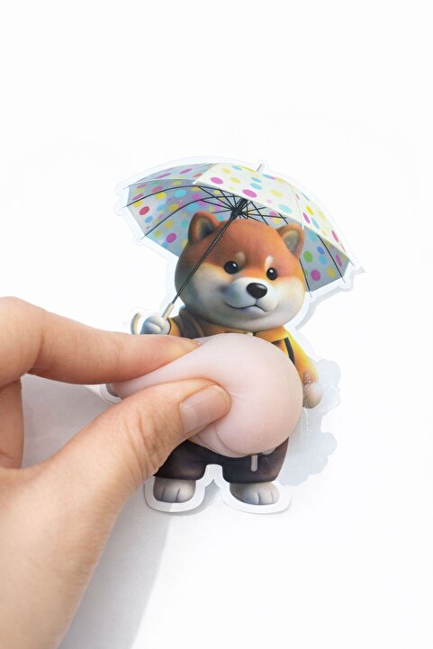 ZİVENTA 3D Kabartmalı Sukuşi Yumuşak Göbekli Shiba Inu Köpek Sticker Stres Alıcı Sıkılabilir Squishy 1.ÇEŞİT