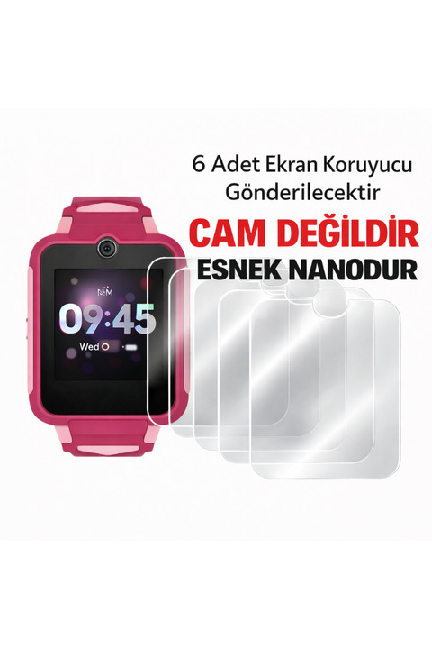TCL MT42X Uyumlu Akıllı Çocuk Saati Ekran Koruyucu -6 Adet (SAAT DEGİLDİR)