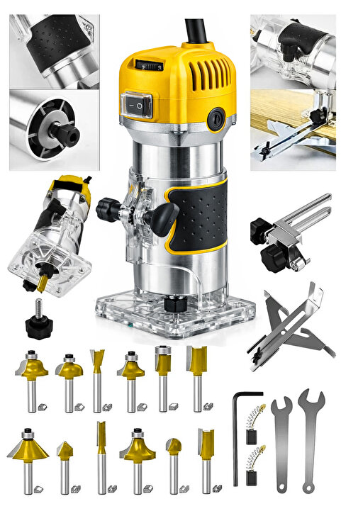 MOONSHOP 3800 Watt Profesyonel Formika Traşlama Freze Makinası Ve Uçları 6 Mm Pens 2 Yıl Garantili