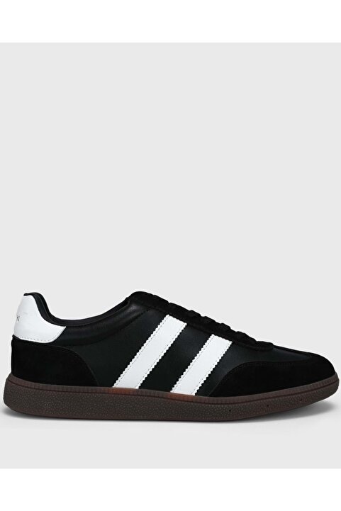 Lufian 111230322 Mike Sneaker Erkek Deri Ayakkabı SİYAH-BEYAZ