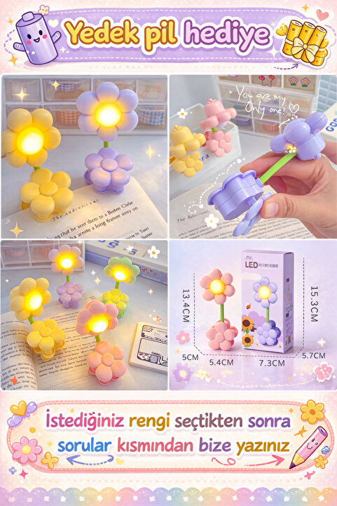 BONOVE Klipsli Kitap Ayracı Papatya Kitap Okuma Lambası LED Sayfa Işığı Gece Okuma Işığı