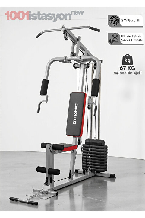 Dynamic 1001 Tek Kişilik Ağırlık İstasyonu Gri New 2026 – 67 Kg Plaka – Ev Tipi Home Gym