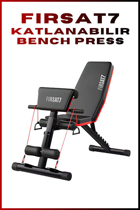 Fırsat7 Profesyonel Bench Press Katlanabilir Ayarlanabilir Sırt Açılı Mekik ve Ağırlık Egzersiz Spor Sehpası