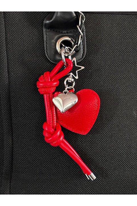 bijoux uniques kırmızı kalpli çanta charm