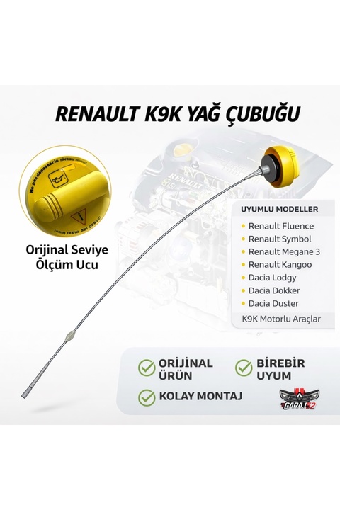 Orjinal Renault K9K Motor Yağ Seviye Çubuğu 111513550R Clio 4 Symbol Fluence Duster Dokker Lodgy