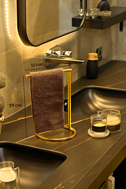Edora Home Altın Renk Metal Dikey Havluluk Paslanmaz | Tezgah Üstü Modern Banyo Organizer, Çok amaçlı, Düzenley