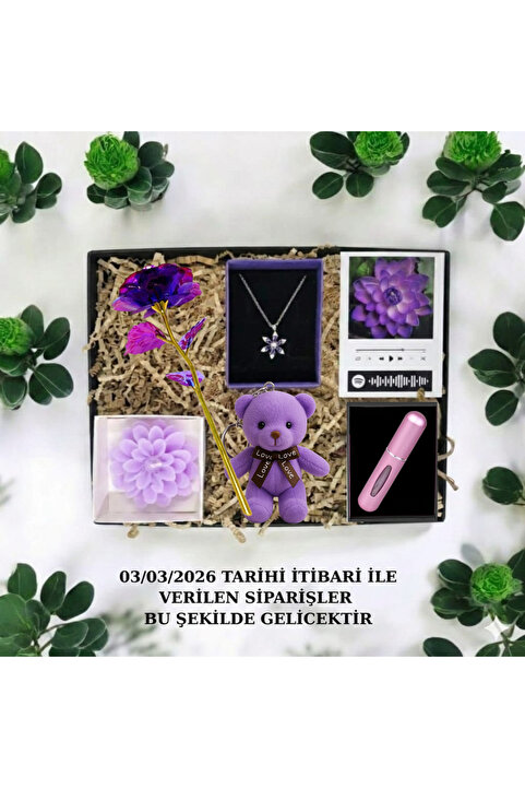 MARMORİ Kişiselleştirilebilir Çelik Mor Lotus Kolye Set SABUN Mum Hediye Seti