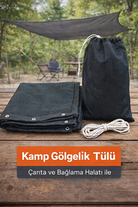 Branda Noktası Kamp Gölgeliği Kuşgözü Kapsüllü - Taşıma Çantalı - % 95 lik Koyu Yeşil Tül -Hafif-Pratik-Dayanıklı