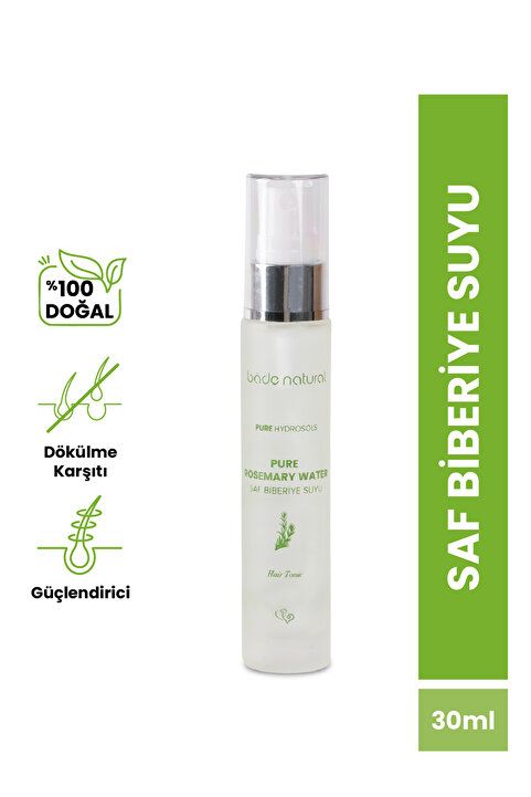 Bade Natural Biberiye Suyu Güçlendirici Saç Toniği Dökülme Karşıtı Seyahat Boyu %100 Doğal 30 ml