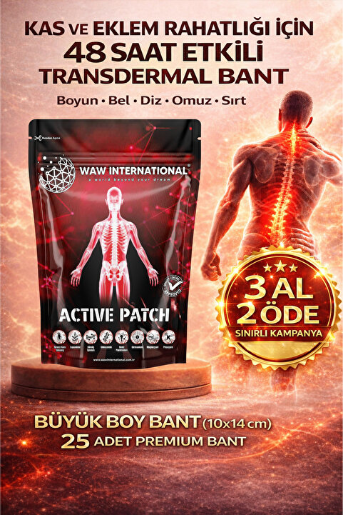 waw international Active Patch – Kas Ve Eklem Ağrıları Için Doğal Bant | Anında Rahatlama Ve Uzun Süreli Etki 25 Adet