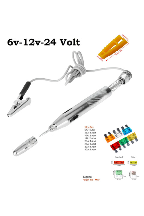 WEHHLER VW Caravelle 2003-2014 ARAÇ KONTROL VE TEST KALEMİ 6-12-24 VOLT+FULL SİGORTA SETİ+SÖKME APARARATI