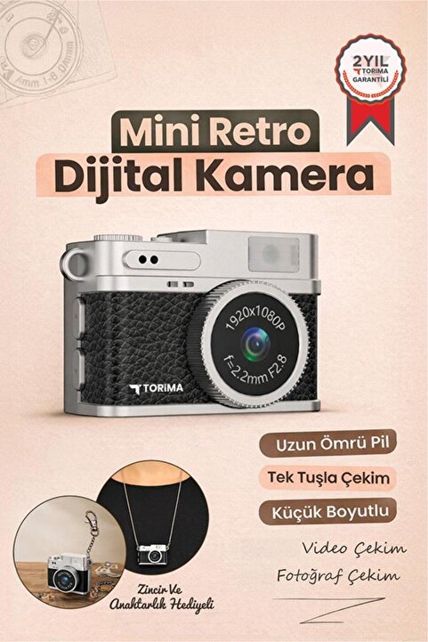 Torima Mini Dijital Kamera Selfie Video Vlog Kamerası Mini Anahtarlık 1080P CMR35 Siyah