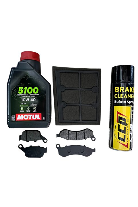 MOTORKİT MK MONDİAL DRİFT L ÖN + ARKA BALATA TAKIMI + HAVA FİLTRESİ + MOTUL 5100 YAĞ + BALATA SPREYİ BAKIM SETİ