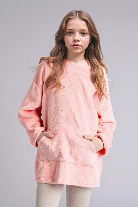 Defacto Kapüşonu Yastık Olabilen Kadife Pijama Elbise Kız Çocuk G8547A825WN