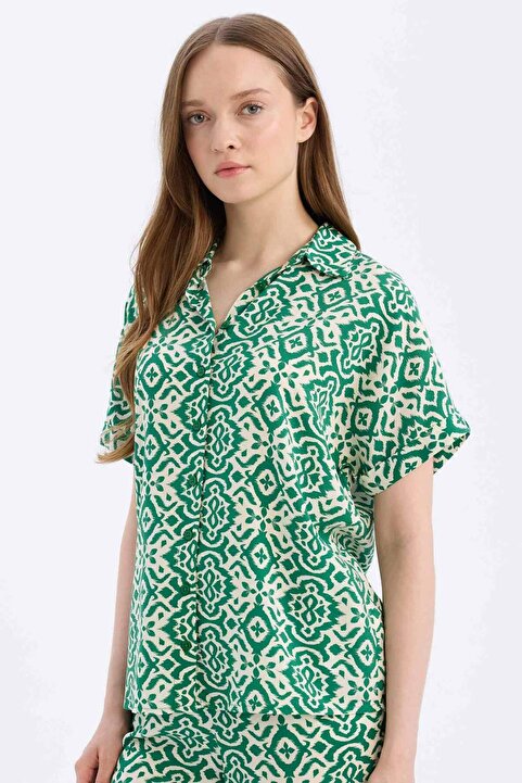 Defacto Regular Fit Desenli Kısa Kollu Gömlek C9621AX25SP