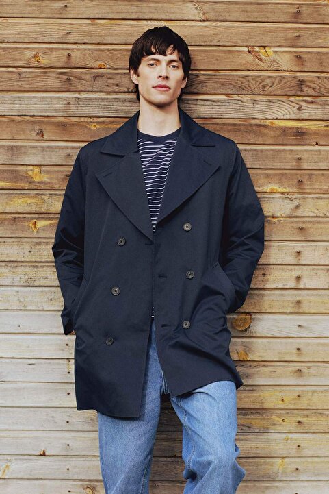 Defacto Slim Fit Astarlı Düğmeli Cepli Kemerli Mevsimlik Trençkot D5528AX25SP