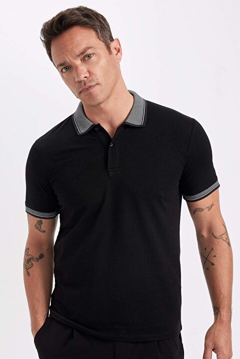 Defacto Slim Fit Dar Kesim Polo Yaka Kısa Kollu Pamuklu Tişört D0033AXNS