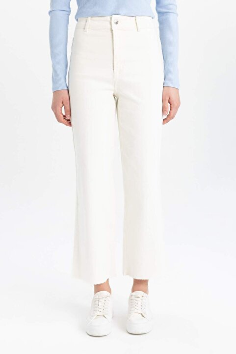 Defacto Culotte Yüksek Bel Paça Ucu Kesik Crop Jean Pantolon B5012AX24SM